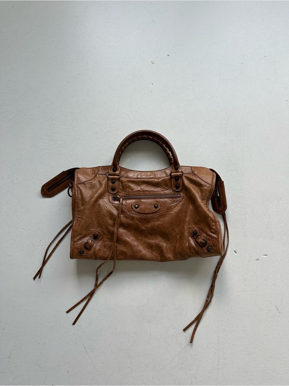2006 Balenciaga Cognac Classic City Brown Leather Motorcycle Bag